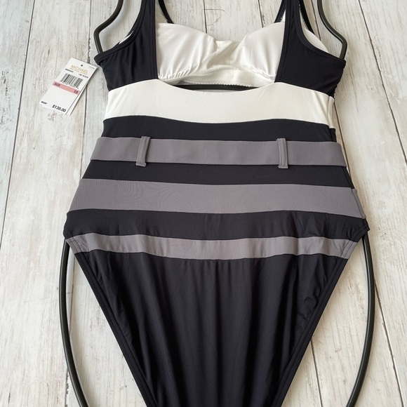 Michael Kors Women One piece Barhing Suit Size 10 Swimsuit color block slimming - Picture 6 of 6